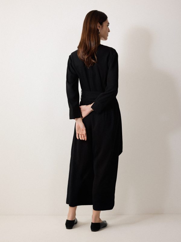 Crepe Wrap Front Jumpsuit | Black