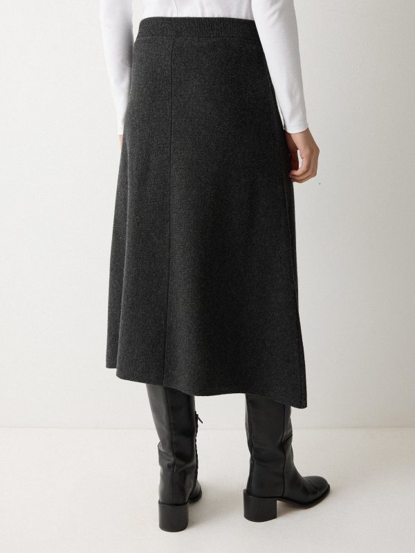 Overlap Seam Detail Skirt | Charcoal