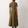 Curved Sleeve Midi Dress | Khaki