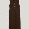 V Neck Long Waistcoat Dress | Brown