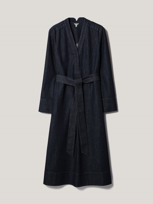 Denim Lyocell Belted Dress | Indigo