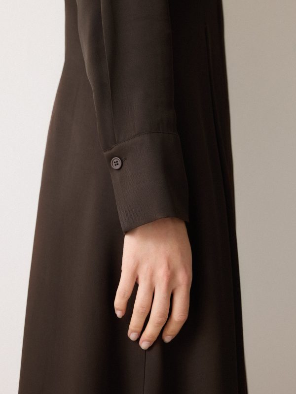 Relaxed Drape Shirt Dress | Brown