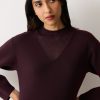 Sheer Panel Knit Dress | Burgundy