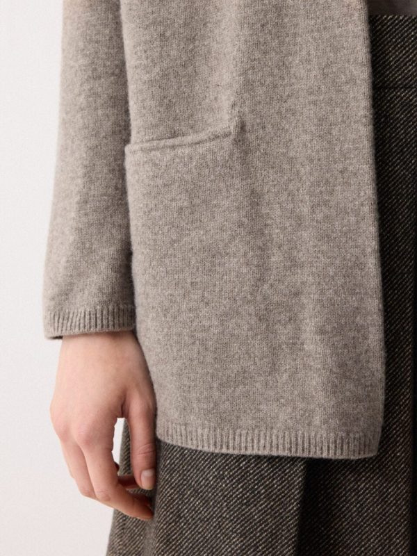 Wool Blend Relaxed Cardigan | Taupe