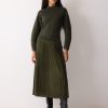 Pleated Skirt Jumper Dress | Khaki
