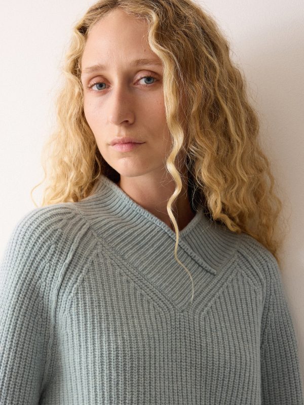 Fishermans Rib Cocoon Jumper | Blue