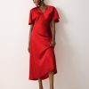 Satin Bias Cut Dress | Red
