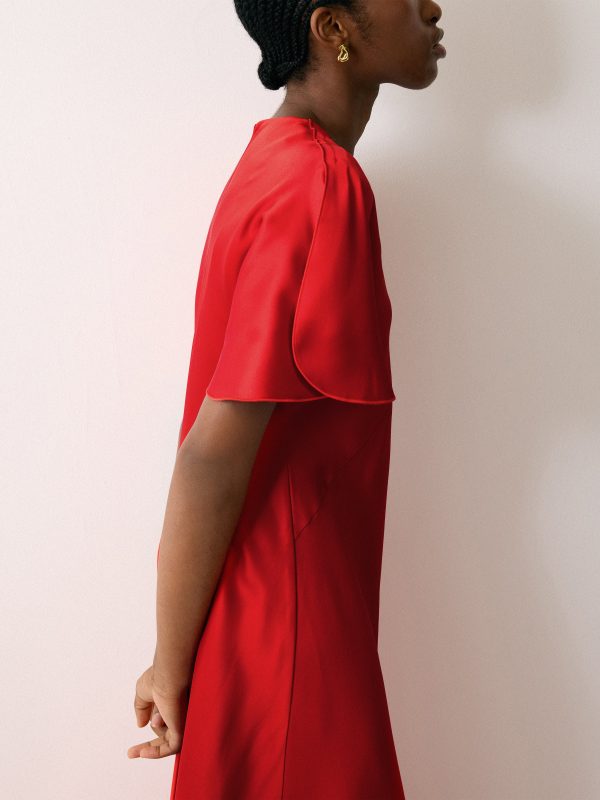 Satin Bias Cut Dress | Red