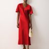 Satin Bias Cut Dress | Red