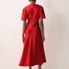 Satin Bias Cut Dress | Red