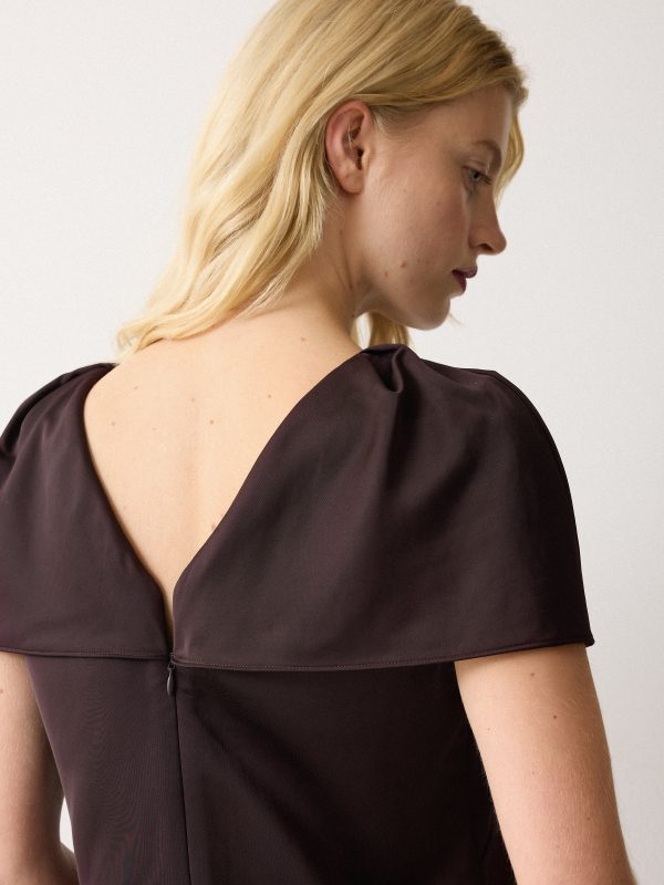 Heavy Satin V Neck Mini Dress | Purple