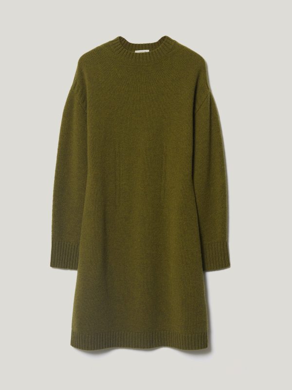 Knitted Mini Jumper Dress | Green