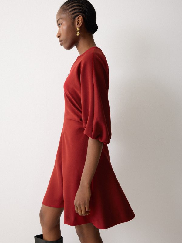 Stretch Crepe Mini Dress | Red