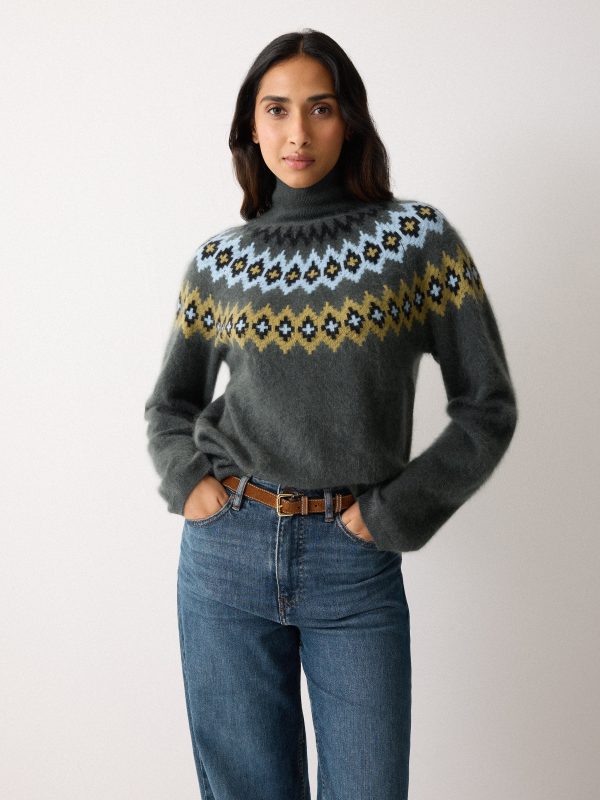 Halo Cashmere Fairisle Jumper | Green