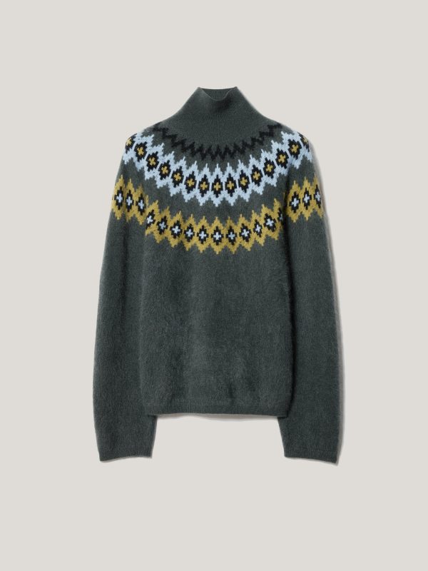 Halo Cashmere Fairisle Jumper | Green