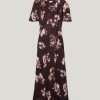 Spray Floral Satin Bias Dress | Purple
