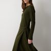 Merino Cashmere Tie Dress | Khaki