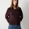 Wool Cashmere Blend V Neck Jumper | Purple