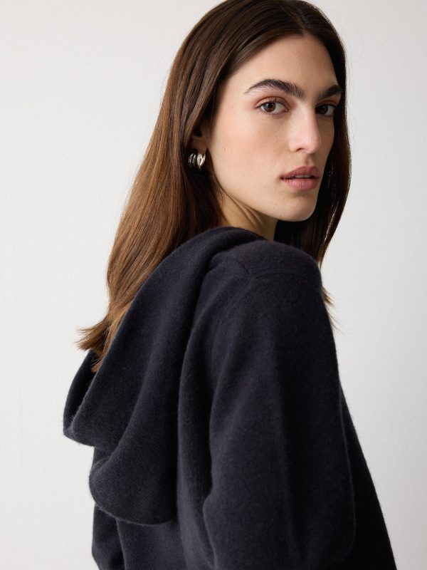 Wool Blend Hooded Jumper | Navy