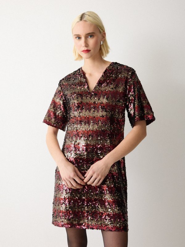 Stripe Sequin Mini Dress | Multi