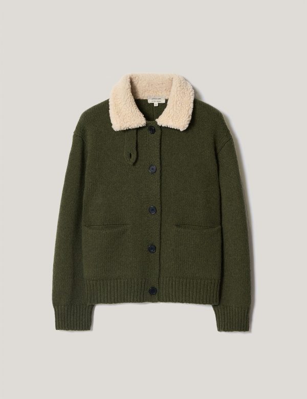 Sherpa Collar Cardigan | Khaki